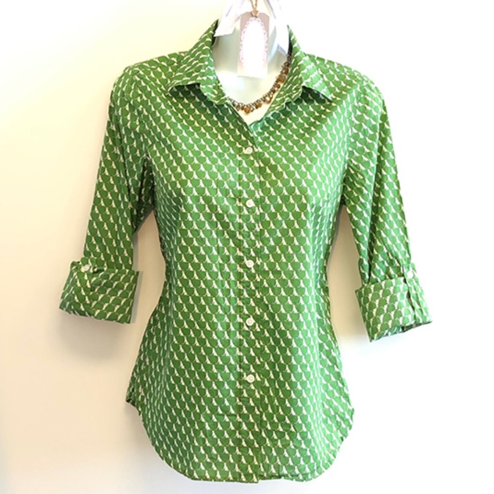 Talbots I Dog+Ball Roll-Tab Sleeve Button Down